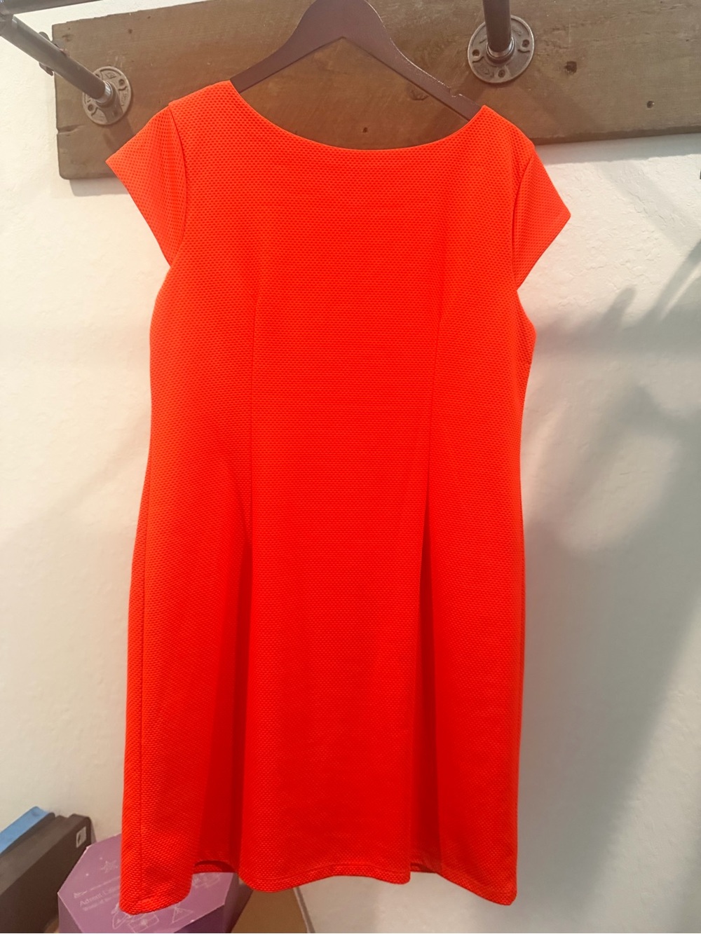 Chetta B Bright Orange Mini Shift Dress with Gold Zips - Picture 2 of 3